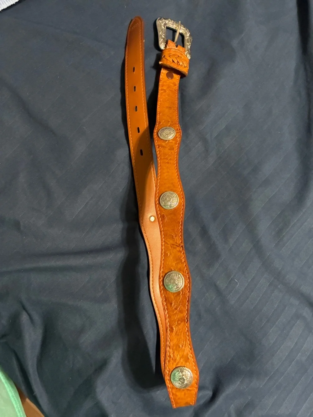 Faded Glory Brown Leather Kids Belt with Decorative Conchos